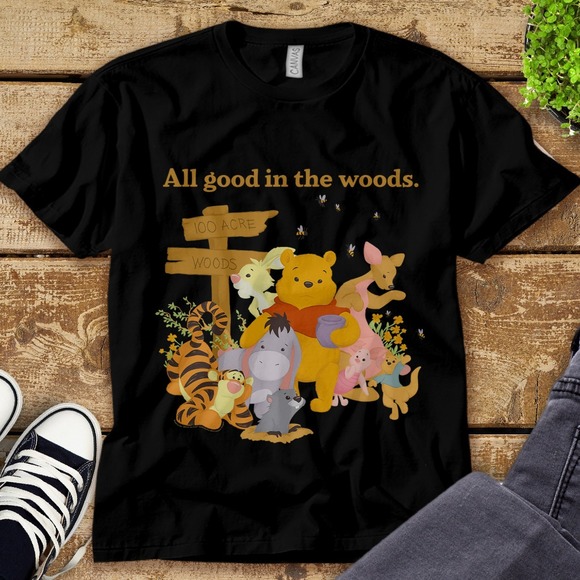 Disney Winnie The Pooh Group Shot All Good In The Woods Unisex Tee Adult T-shirt - Picture 1 of 2